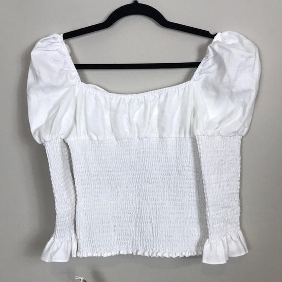 NEW REFORMATION Haven Smocked White Sweetheart Top - Picture 12 of 12